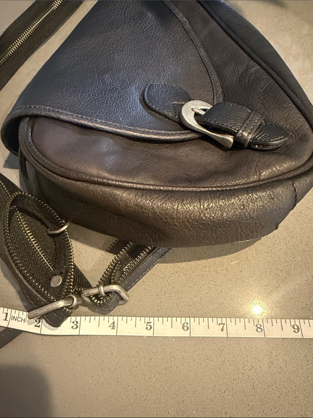 Free People black Leather Sling Belt Bag with Buckle - Picture 3 of 9